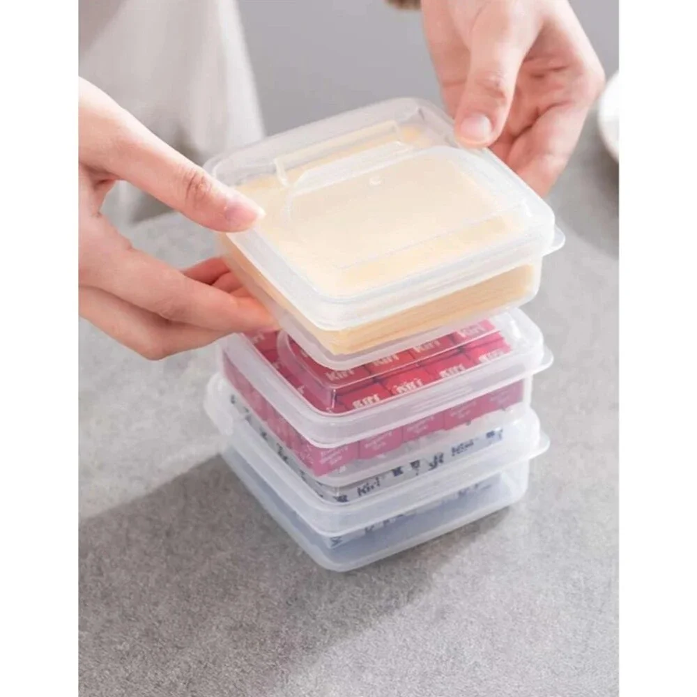 Clear Organizer Food Storage Box Plastic Refrigerator Cheese Box 5 PCS Makeup Sb
